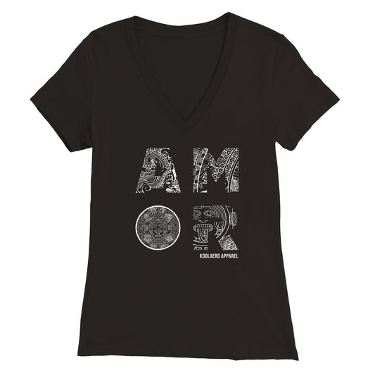 Amor Azteca Womens V-Neck T-shirt